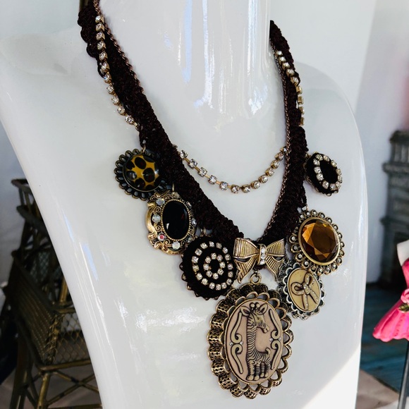 Betsey johnson Vintage Crystals Multi Strand Chains Iconic...